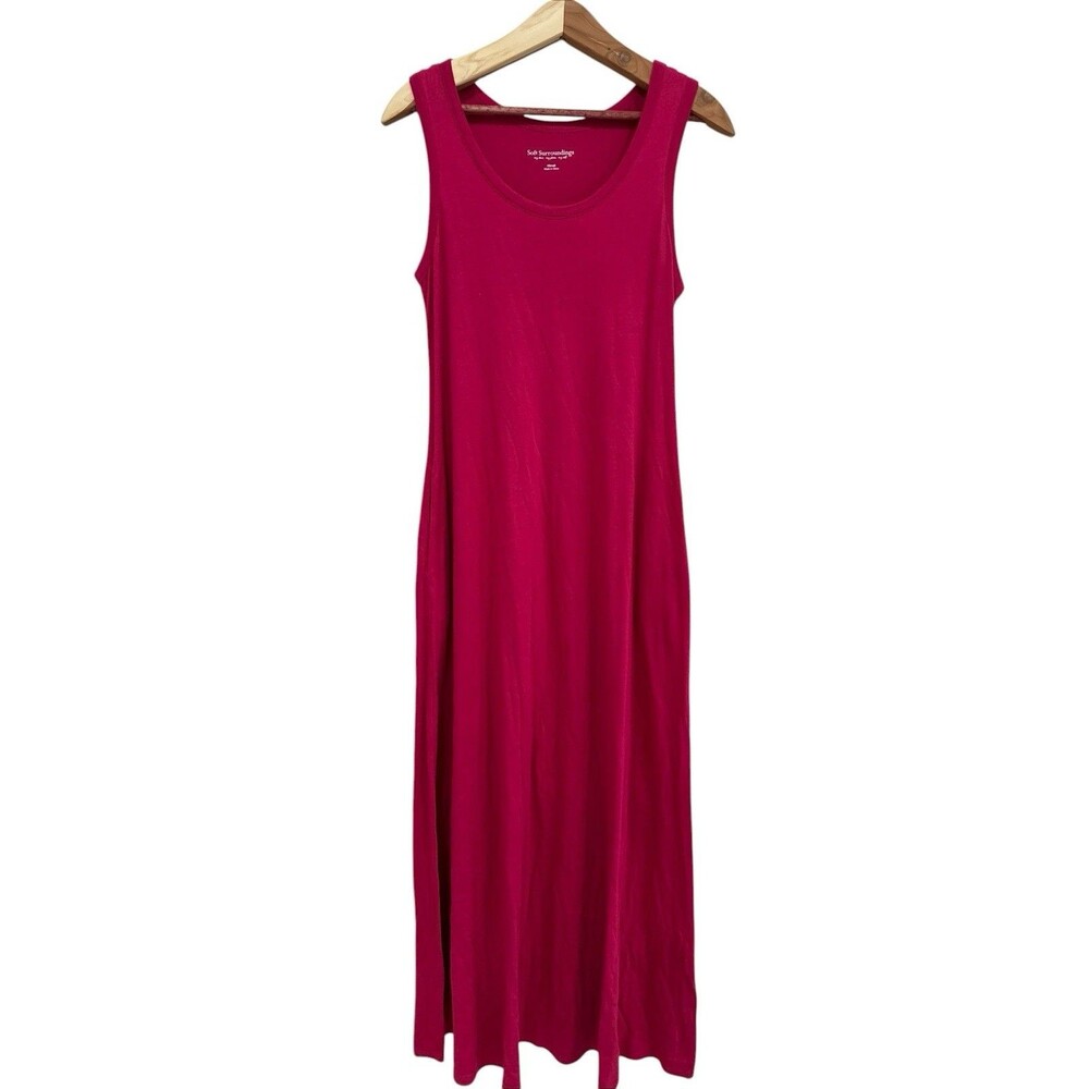 Soft Surroundings Santiago Maxi Dress XS Berry Pink Scoop Neck Sleeveless Casual